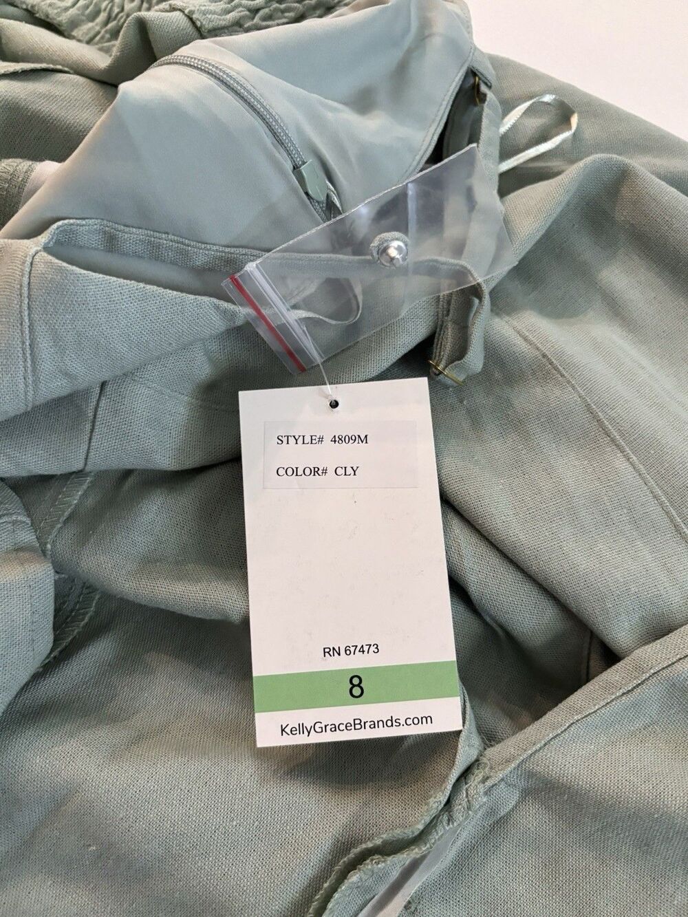 Taylor Women's Linen Blend Fit Flare Midi Dress Buttons Sage Mint Green Size 8 - Picture 15 of 15